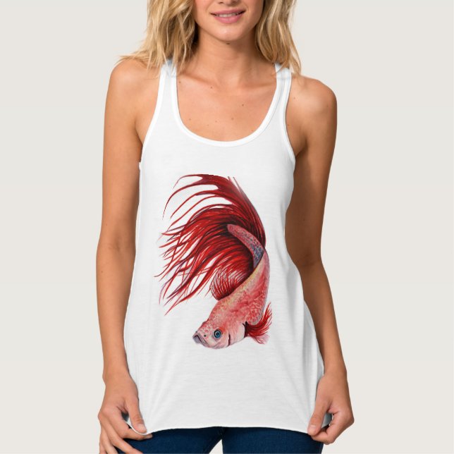 Rotes das Betta Flowy Racerback der Frauen Tank Top (Vorderseite)