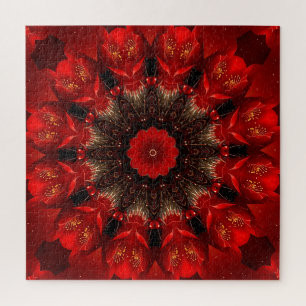 Rotes dekoratives Blumenpuzzle Puzzle
