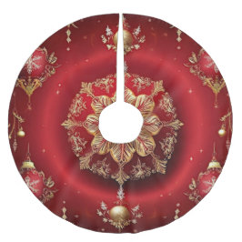 Rotes Dekoratives Holiday Tree Skirt Polyester Weihnachtsbaumdecke