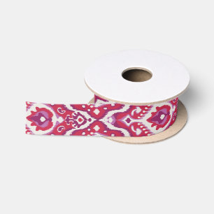 Rotes des Chic bunte und lila ikat Stammes- Muster Satinband