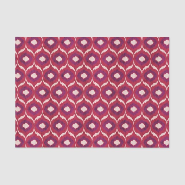 Rotes des Chic bunte und lila ikat Stammes- Muster Seidenpapier (Vorderseite)