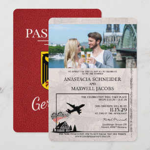 Rotes Deutschland Reisepass Hochzeits Einladung