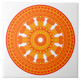 Rotes Dharma-Rad (buddhistische Kunst) Fliese