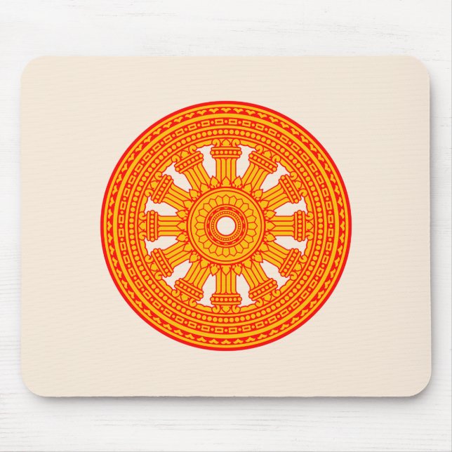 Rotes Dharma-Rad (buddhistische Kunst) Mousepad (Vorne)