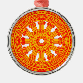 Rotes Dharma-Rad (buddhistische Kunst) Ornament Aus Metall