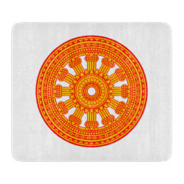 Rotes Dharma-Rad (buddhistische Kunst) Schneidebrett