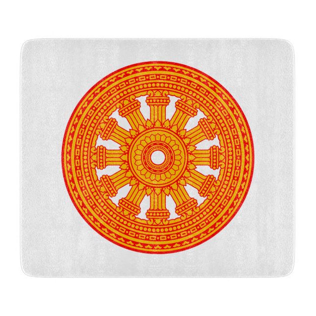 Rotes Dharma-Rad (buddhistische Kunst) Schneidebrett (Vorderseite)