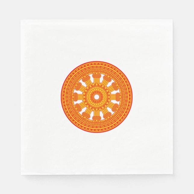 Rotes Dharma-Rad (buddhistische Kunst) Serviette (Vorderseite)