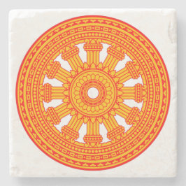 Rotes Dharma-Rad (buddhistische Kunst) Steinuntersetzer