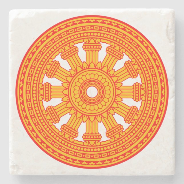 Rotes Dharma-Rad (buddhistische Kunst) Steinuntersetzer (Vorderseite)