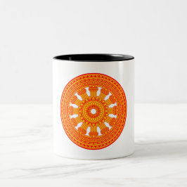 Rotes Dharma-Rad (buddhistische Kunst) Zweifarbige Tasse