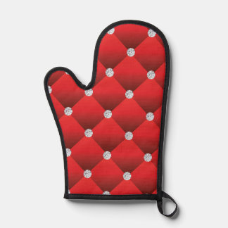Rotes Diamant-Tufting-Luxus-Vektor-Nahtlosmuster Ofenhandschuh
