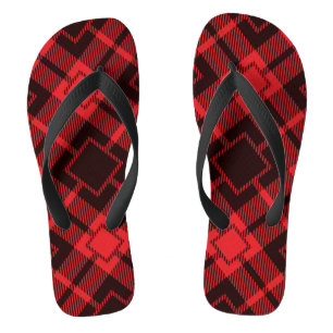 Rotes Diamantmuster Tartan Flip Flops