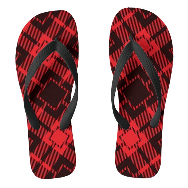 Rotes Diamantmuster Tartan Flip Flops (Fußbett)