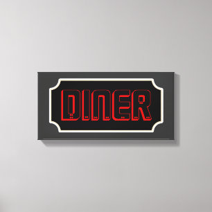Rotes Dinerschild auf Leinwand
