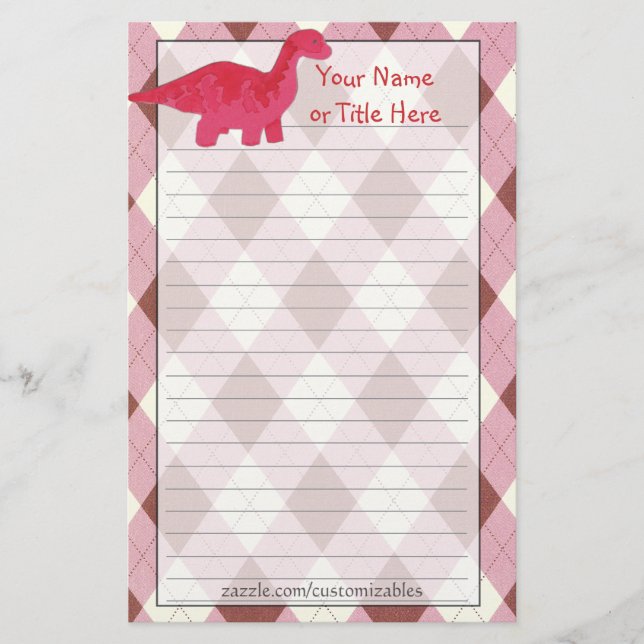 Rotes Dino-Briefpapier Briefpapier (Vorderseite)