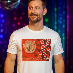 Rotes Disco-Party-Thema mit Sternen und Glitterbal T-Shirt