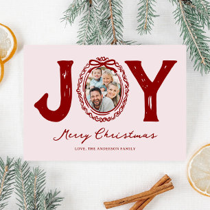 Rotes Doodle-Freude-Foto-Weihnachten Feiertagskarte