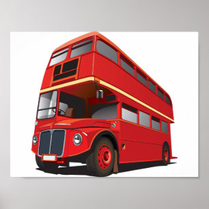 Rotes Doppeldecker-Bus-Plakat Poster