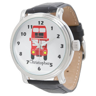 Rotes Doppeldecker-Design Armbanduhr