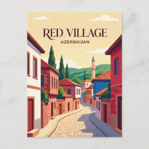 Rotes Dorf Aserbaidschan Postkarte