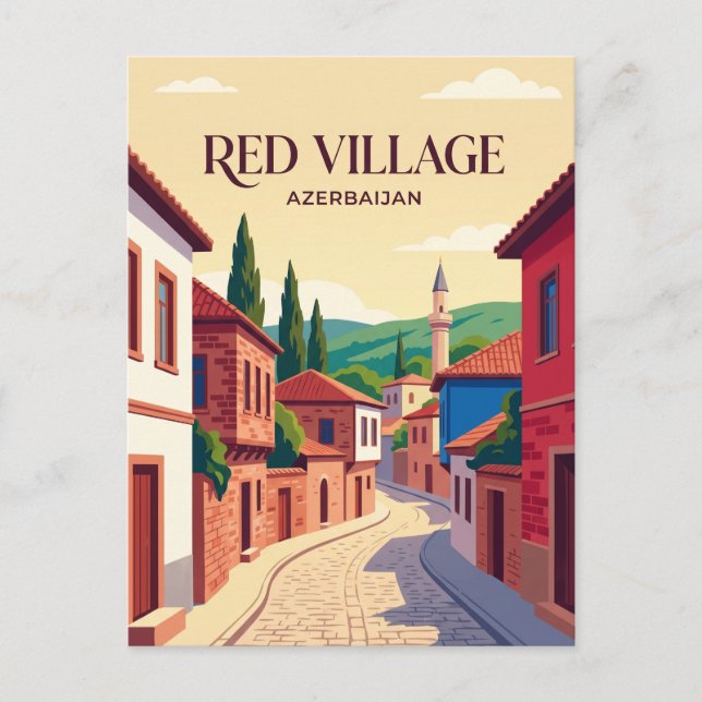 Rotes Dorf Aserbaidschan Postkarte (Vorderseite)