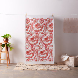 Rotes Drache-Muster Stoff