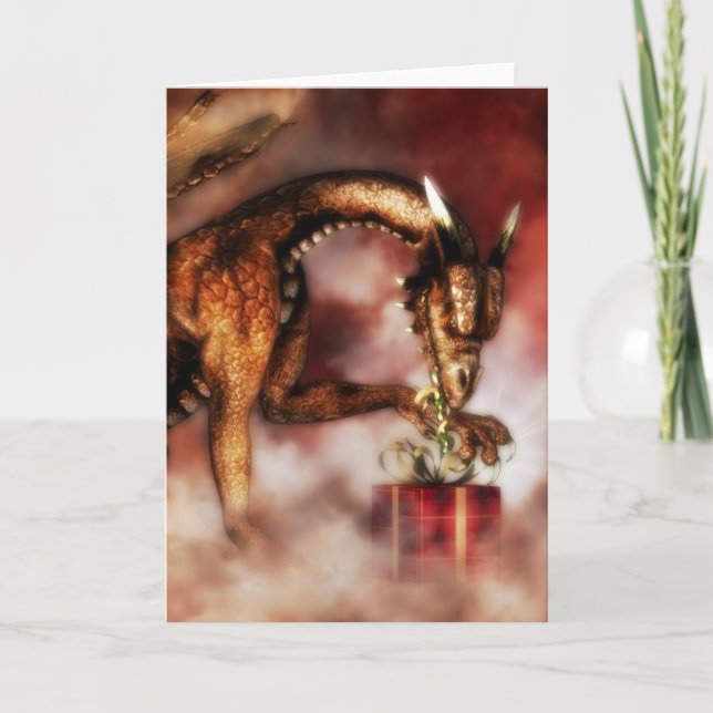 Rotes Drache-Weihnachten Feiertagskarte (Vorderseite)