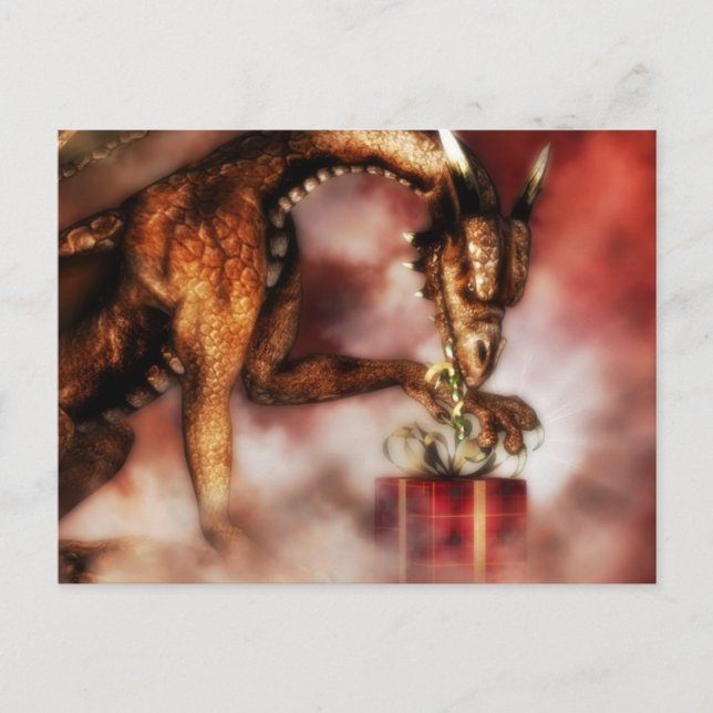 Rotes Drache-Weihnachten Feiertagspostkarte (Vorderseite)