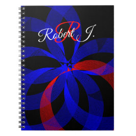 Rotes, drehbares, geometrisches Spiralnotizbuch mi Notizblock