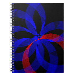 Rotes, drehendes, geometrisches Spiralnotizbuch mi Notizblock