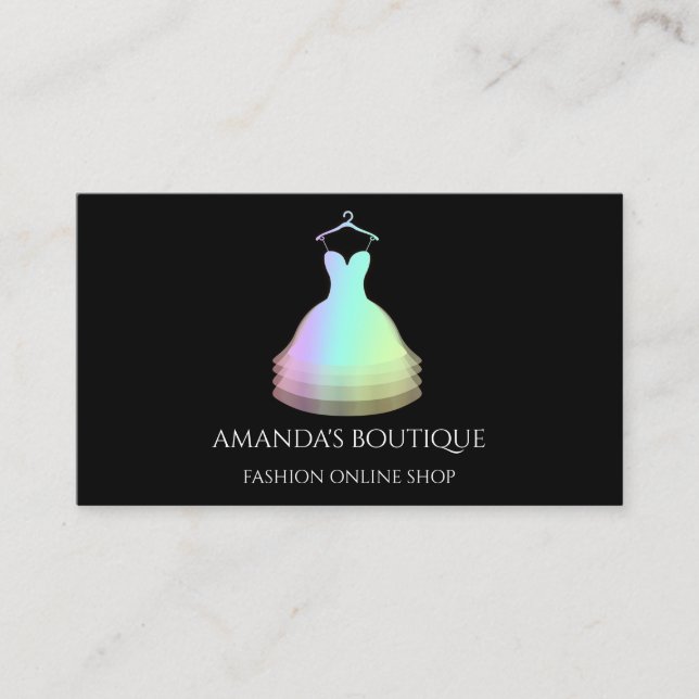 Rotes Dress Logo Fashion Boutique Holographic Shop Visitenkarte (Vorderseite)