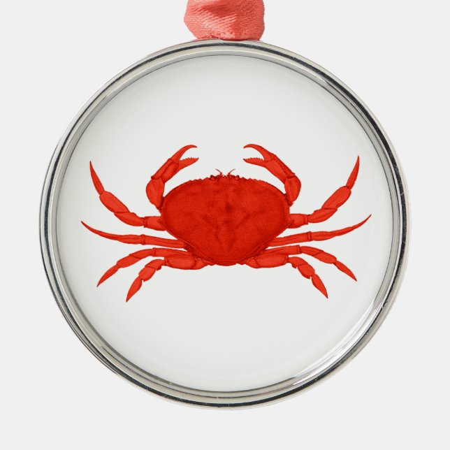 Rotes Dungeness Krabben-Logo Silbernes Ornament (Vorne)