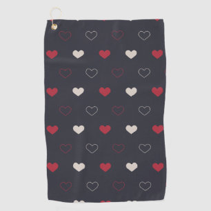 Rotes & dunkles Herz Nahtloses Muster Cute Minimal Golfhandtuch