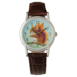 Rotes Eichhörnchen Aquarellmalerei Uhr