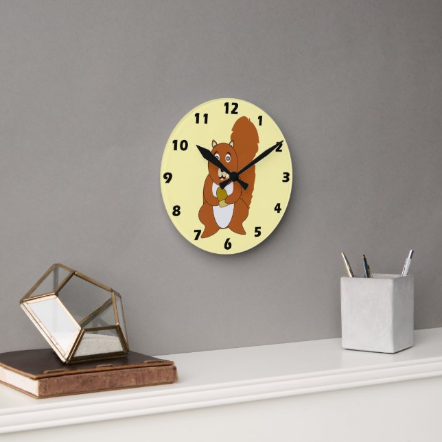 Rotes Eichhörnchen-Design Runde Wanduhr (Büro)