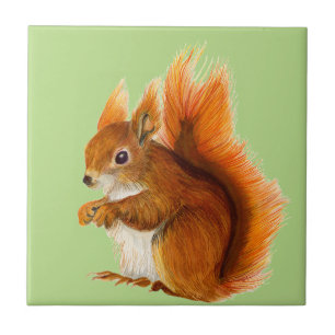 Rotes Eichhörnchen gemalt in der Fliese