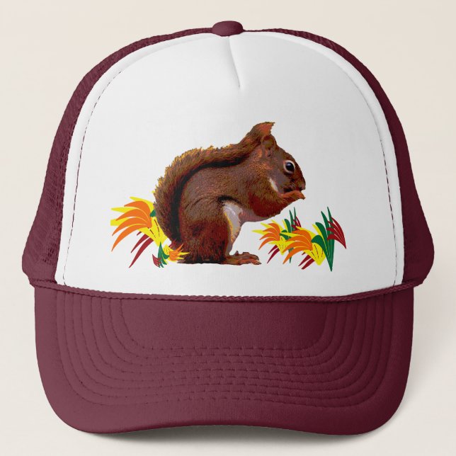 Rotes Eichhörnchen im Herbst Truckerkappe (Vorderseite)