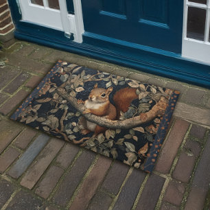 Rotes Eichhörnchen im Stil von William Morris Fußmatte