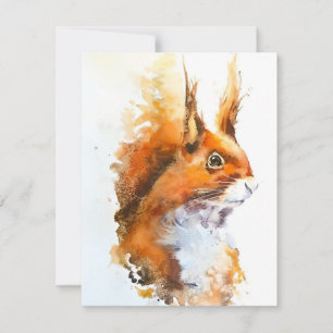 Rotes Eichhörnchen in Aquarellfarben Feiertagskarte