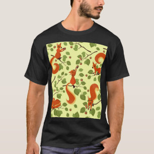 Rotes Eichhörnchen in Haselzweigen. T-Shirt