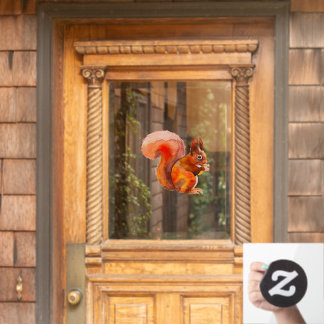 Rotes Eichhörnchen mit Acorn-Wohngestaltung Fensteraufkleber
