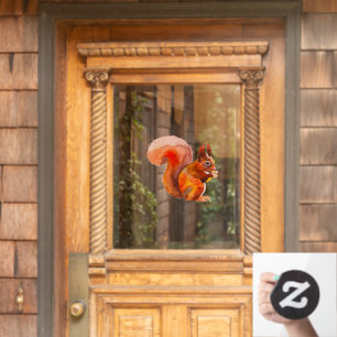Rotes Eichhörnchen mit Eichel-Homedekoration Fensteraufkleber