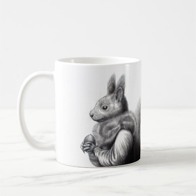 Rotes Eichhörnchen mit grauem Eichhörnchen Fur Sca Kaffeetasse (Links)