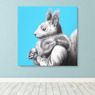 Rotes Eichhörnchen mit grauem Eichhörnchen Fur Sca Leinwanddruck