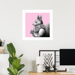 Rotes Eichhörnchen mit grauem Eichhörnchen Fur Sca Poster