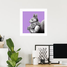 Rotes Eichhörnchen mit grauem Eichhörnchen Fur Sca Poster