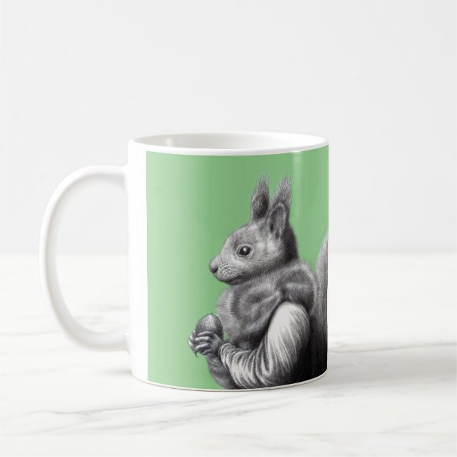 Rotes Eichhörnchen mit grauem Eichhörnchen Pelzfis Kaffeetasse (Links)
