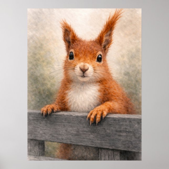 Rotes Eichhörnchen-Wald-Wildlife Poster (Vorne)