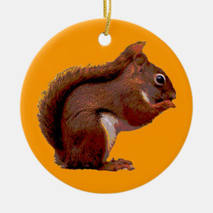 Rotes Eichhörnchen-Weihnachtsverzierung Keramik Ornament